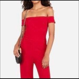 Express Red Off the Shoulder Jumpsuit Size Small NWT